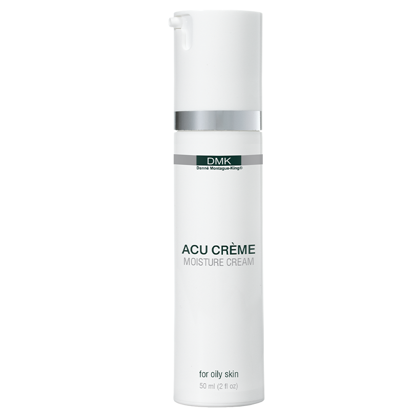 A product image of ACU CRÈME with no background and a green label