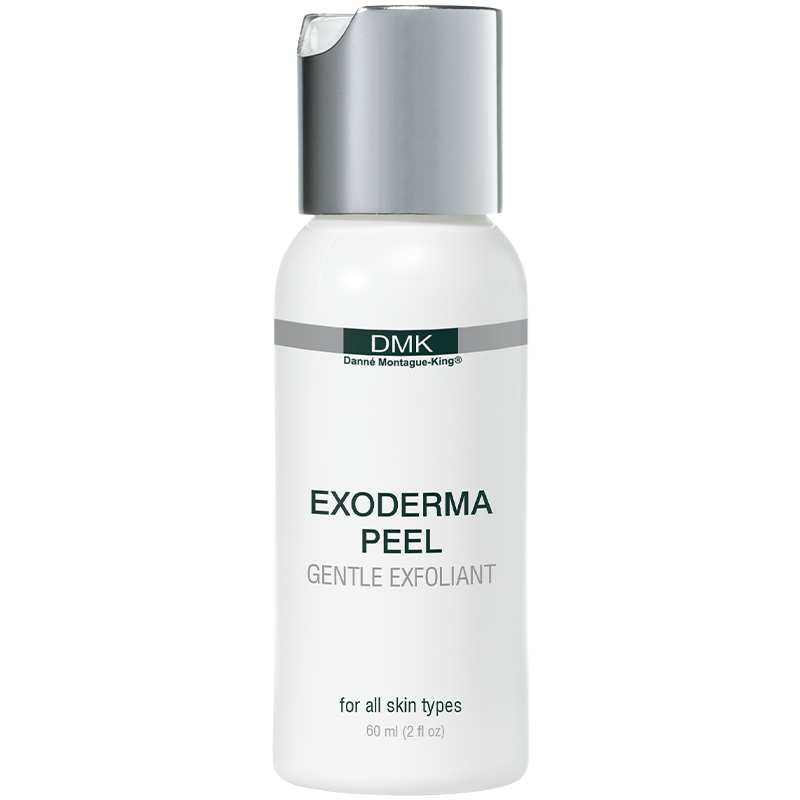 A product image of EXODERMA PEEL with no background and a green label