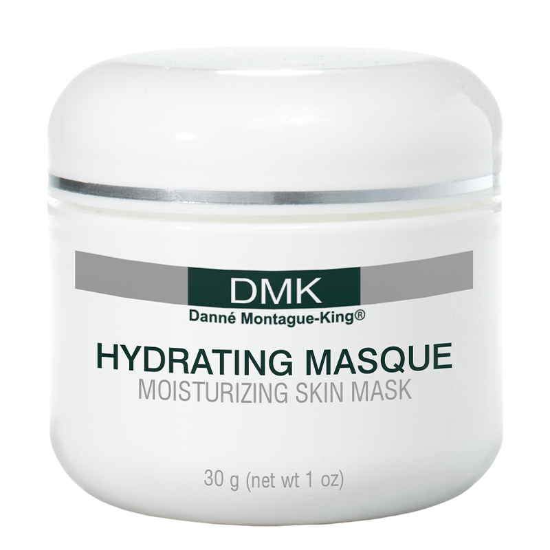 A product image of HYDRATING MASQUE with no background and a green label